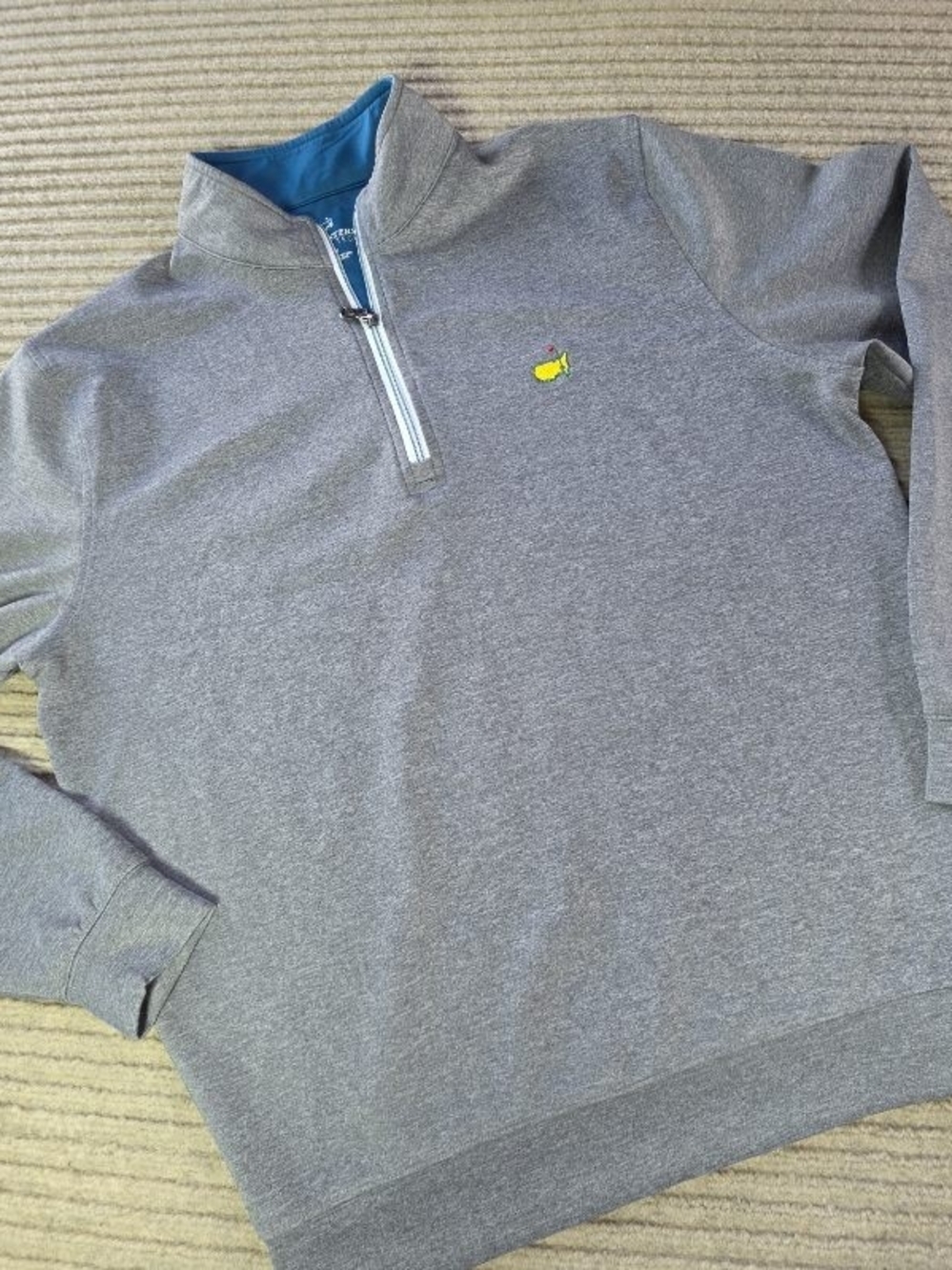 Masters Tech Mens Medium Gray Quarter Zip Pullover Long Sleeve Golf RARE